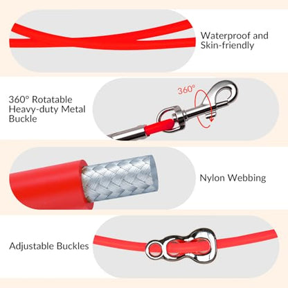 8.2ft Hands Free Dog Leash,Versatile Waist & Crossbody Lead for Medium Dogs,Waterproof & Adjustable for Running Jogging Walking, 360° Swivel Metal Buckle (Red) - color: Red
