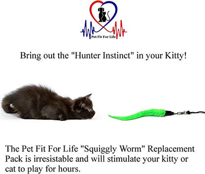 Pet Fit for Life 5 Piece Replacement Pack of Worms for Interactive Cat and Kitten Toy Wands - style: 5 Squiggly Worms