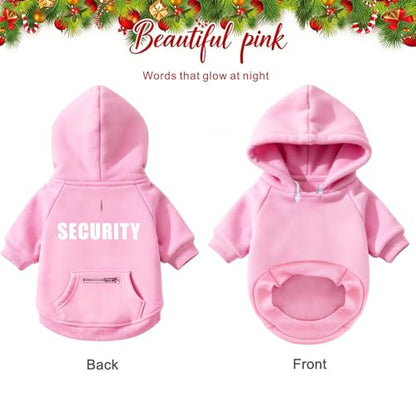 Dog Hoodie for Large Dogs Glow-in-The-Dark Security Dog Sweater Sweatshirt Hooded Soft Brushed Fleece WinterClothes with Dual Pocket Zip Puppy Hoodies Pink XL - color: Pink, size: X-Large