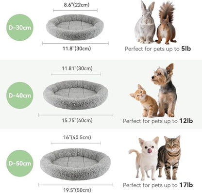 Round Cat Bed Washable Cat Donut Bed with Non-Slip Bottom Comfortable Soft Pet Bed for Cats and Small Dog/Gray （Diameter: 19.5"） - size: Diameter: 19.5"