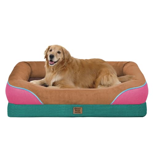 Chez Paw Extra Large Dog Bed Orthopedic - XL Orthopedic Dog Beds Waterproof Pet Couch Memory Foam Sofa Bolster with Removable Cover - 42 x 30 - color: Brown Mint, size: XL-large (42"L x 30"W x 7.5"Th)