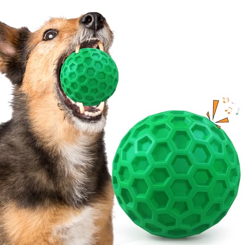 Tough Dog Chew Toys for Aggressive Chewers, Indestructible Dog Balls for Aggressive Chewers, Squeaky Balls for Dogs, Squeaky Toys for Large Dogs, Funny Heavy Duty Ball - color: Green