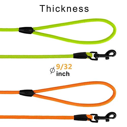 Rope Pro Training Dog Collar Braided No Pull Quick Release Round Lead Collars for Dogs Small Medium Large Puppy (30 FT Leash, Neon Green) - color: Neon Green