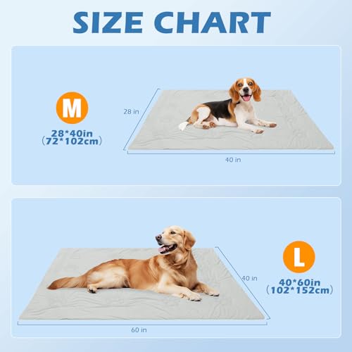 EXPAWLORER Premium Dog Cooling Blanket,High Q-MAX 0.4+ Cold Washable Pet Mat with Cute Paw Pattern for Hot Weather,Lightweight Summer Dog Cooling Mat for Puppy,Cat (Grey,28x40 inches) - size: Medium