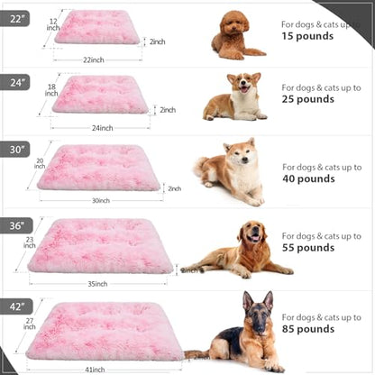 Vonabem Small Dog Bed Crate Pad, Pink Washable Puppy Beds, Plush Soft Dogs Kennel Pads 24 inch, Cute Cats Mat Anti Slip, Puppy Mats for Sleeping - color: Pink, size: 24.0"L x 18.0"W x 2.0"Th