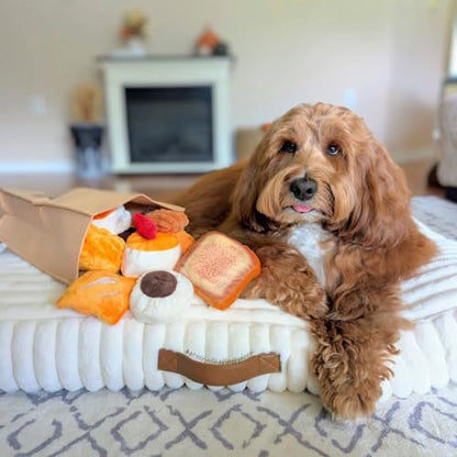 Nocciola Squeaky Bread Stuffed Dog Toys Pack - Puppy Toys with Grocery Bag to Keep Them Busy, Small Dog Toys for Boredom, Durable Snuffle Dog Toys for Small Medium Breeds Pet Gift - style: Bread Dog Toys