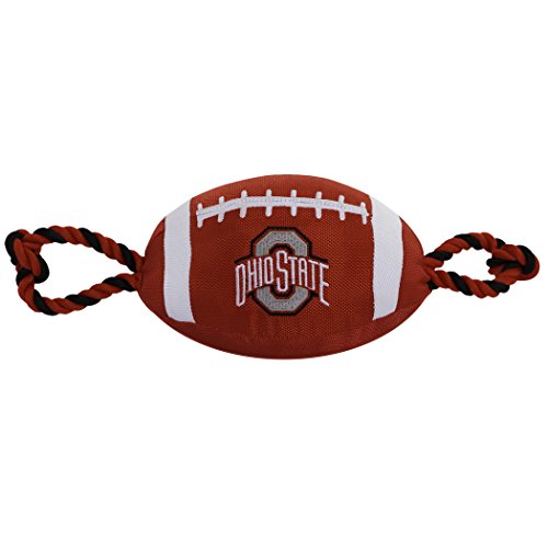 Pets First NCAA Ohio State Buckeyes Football Dog Toy, Tough Quality Nylon Materials, Strong Pull Ropes, Inner Squeaker, Collegiate Team Color (OH-3121) - color: Ohio State Buckeyes