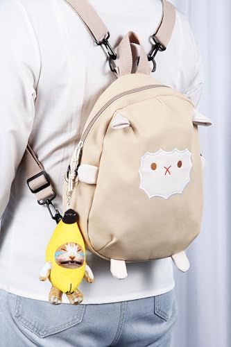 Crying Banana Cat Plush Keychain, Happy Funny Baby Sound Cat Stuffed Animal Ornaments - color: Cry and Happy