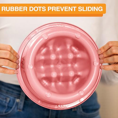 The Niner Slow Feed Bowl - Raised Peaks Slow Down Pets Eating - Fits Elevated Feeders Including Neater Feeder Large Sizes - Gentle on Teeth and Gums - Holds up to 2 Cups (Pink) - color: Pink