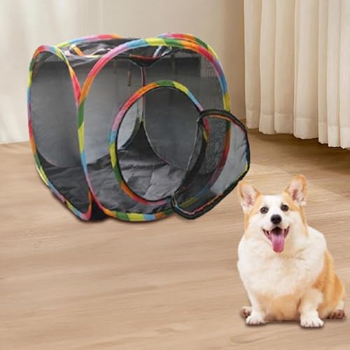 Cat Cube Tent, Rolling Cat Cube, Pop Up Mesh Cube for Cats, Pet Play Cubic Outdoor, Folding Pop Open Pet Animal Playpen, Ventilated Pet Playhouse for Puppy Kitten Bunny