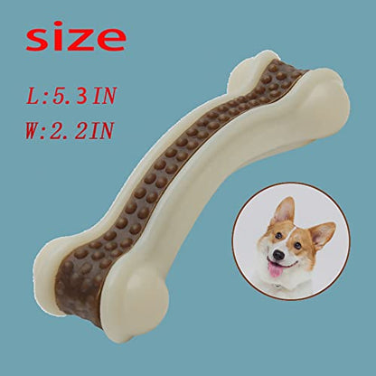 Dog Bones Chew Toys for Aggressive Chewers, 3 Pack Real Beef Flavor,Indestructible Dog Teething Chew Toys for Large/Medium/Small Puppies Breed,Tough Pet Toy with Nylon - size: 3 PCS-Beef Flavor