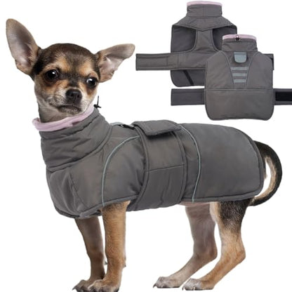 Dog Winter Coat for Small to Large Dogs(XS-XXXL)– Waterproof Windproof Fleece Lined Jacket with Reflective Trim,Pet Vest with Adjustable Buckles, Machine Washable Grey M - color: Grey, size: Medium