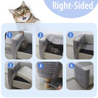 Cat Scratch Couch Protector with Natural Sisal for Protecting Couch Sofa Chair Furniture 23.6" L*19.7" W(Smoke Gray, Right Hand) - color: Smoke Gray