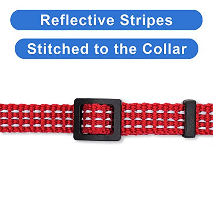 Pawtitas Reflective Red Cat Collar with Safety Buckle and Removable Bell for Kitten and Cats - color: Reflective Red