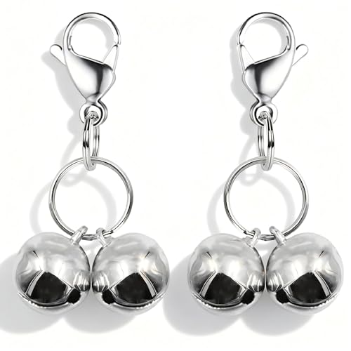 4 Sets Cat Bell for Dog Collar Charm Training Pet Pendant Accessories with 2 Pack Stainless Steel Dog Tag Clips(2 Large Silver) - color: Silver, size: Large