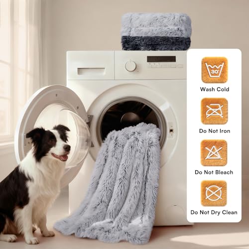 Luciphia Large Waterproof Dog Blanket for Pet Washable Liquid Proof Bed Intimacy Protection Shaggy Plush Calming Long Faux Fur Couch Cover Calming Cat Throw Blankets, Mist Grey, 50" x 60" - color: Mist Grey, size: 50"x60"