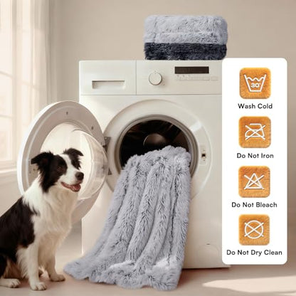 Luciphia Large Waterproof Dog Blanket for Pet Washable Liquid Proof Bed Intimacy Protection Shaggy Plush Calming Long Faux Fur Couch Cover Calming Cat Throw Blankets, Mist Grey, 50" x 60" - color: Mist Grey, size: 50"x60"