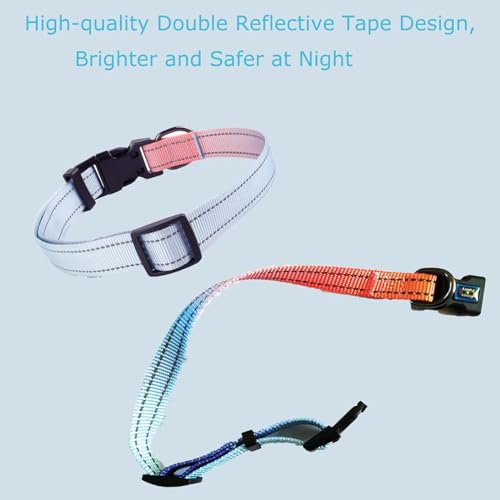Roses&Poetry Reflective Dog Collar with Gradient Azure, Adjustable Durable Pet Collars for Small Medium Large Dogs (Azure-XS) - color: Azure, size: XS
