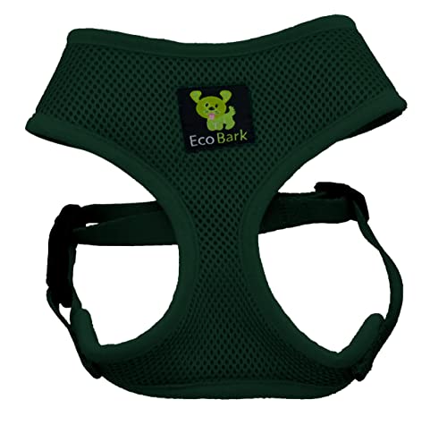 EcoBark Dog Harness - Soft Luxurious Mesh Over the Head No Pull No Choke Design - Breathable Halter Harness Vest - Eco-Friendly Easy Control for Puppy, Toy Breeds & Small Dogs (Small, Dark Green) - color: Forest Green