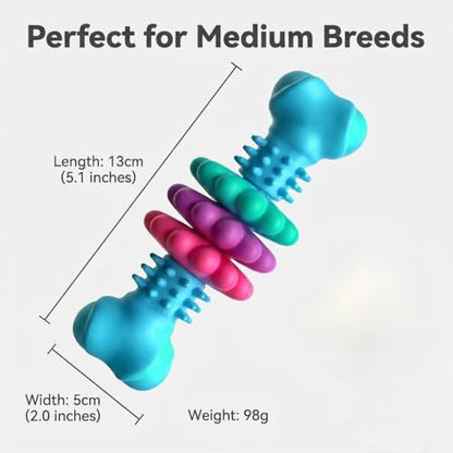 1PCS Chew Bone for Aggressive Chewers, Thermoplastic Rubber Geometric Dog Toy for Dental Health & Boredom Relief, for Medium Dogs