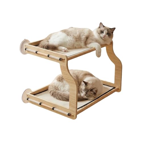 Window Perch for Cats Inside | Double Layer Wooden Perch - Indoor Small Cat Window Seat - for Small Medium Large All Breeds Kitten Climbing Basking Playing