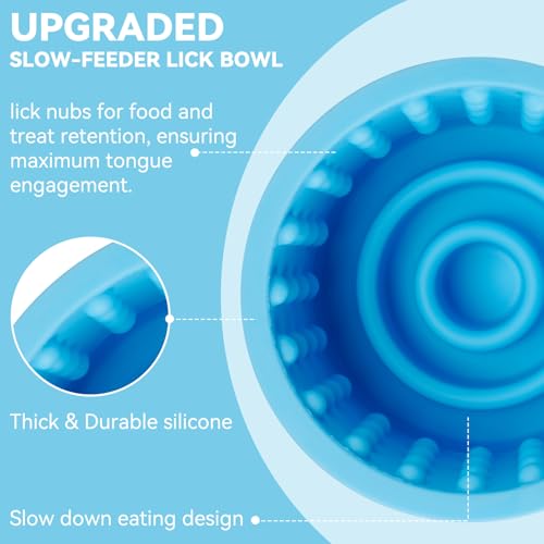Dog Slow Feeder Lick Bowl, Anxiety Relief Dog Licking Mat Treat Dispenser, Non-Slip Anti-Choking Slow Eating Lick Bowl for Small Medium and Large Breed Dogs, BPA Free Silicone - color: Light blue, size: S