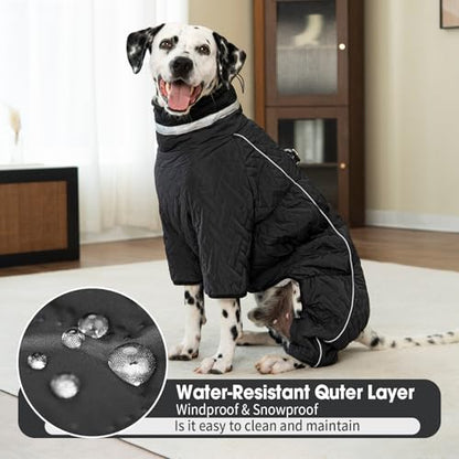 Four Legged Dog Winter Coat for Small Dogs, Warm Puppy Onesie Clothes Christmas, Reflective Turtleneck Dog Jacket with Buckles & D-Rings, Puffer Cold Weather Coat Zipper - color: Dark Grey, size: XX-Large