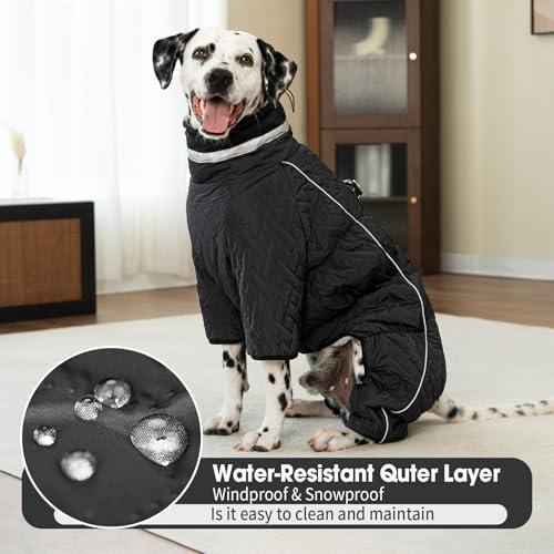 Four Legged Dog Winter Coat for Small Dogs, Warm Puppy Onesie Clothes Christmas, Reflective Turtleneck Dog Jacket with Buckles & D-Rings, Puffer Cold Weather Coat Zipper - color: Dark Grey, size: Large