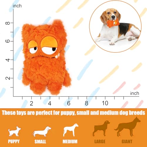 Squeaky Dog Toy, Plush Stuffed Dog Toy Keep Them Busy Tug of War Dog Chew Toy for Small Medium Large Dogs (Orange) - color: Orange