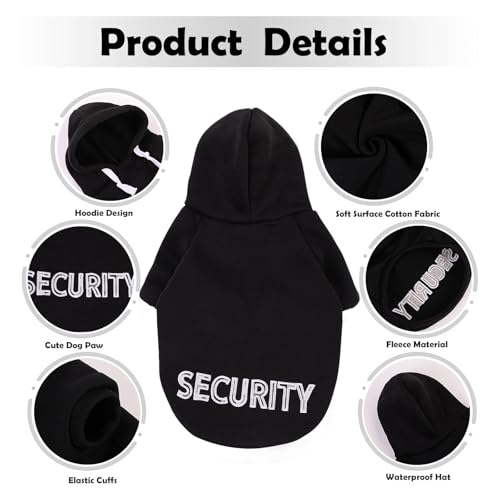 Dog Security Hoodie,Flannel Pet Hooded Sweater with Hat Puppy Pullover Sweater Shirt,Dog (Black,L) - color: Security, size: Large