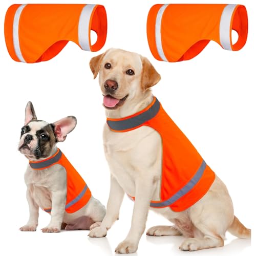 2 Pieces Orange Reflective Hunting Dog Vest, High Visibility Bright Dogs Safety Vest, Soft Adjustable Reflective Jacket for Outdoor Walking Hunting, Keep Dog in Sight and Safe (Blaze Orange) - size: M
