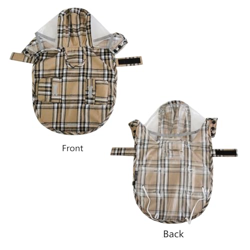 Dog Waterproof Raincoat with Poncho Hoodie, High Reflective Adjustable Yellow Pet Rain Jacket with Leash Hole for Small Medium and Large Dogs (Khaki, X-Small) - color: Khaki, size: X-Small: 4-9lbs