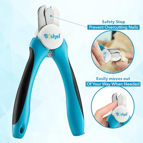 Boshel Large Dog Nail Clippers with Safety Guard to Avoid Over-Cutting Nails and Free Nail File, Razor Sharp Blades, Professional at Home Grooming - size: Large/Medium