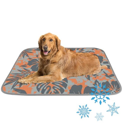Dog Cooling Blanket Ice Silk Pet Bed Mat Hawaiian Tropical Pattern Thin Dog Bed Washable Cooling Pads for Cats 28" X22" Mats Blanket for Crate, Indoor& Outdoor Floor, Car Seats