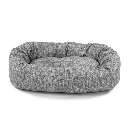 Majestic Pet 40 Inch Bagel Calming Dog Bed Washable – Cozy Soft Round Dog Bed with Spine Support for Dogs to Rest Their Head - Fluffy Donut Puppy Mat 40x29x9 (Inch) Large – Lt. Black - color: Palette Heathered Light Black