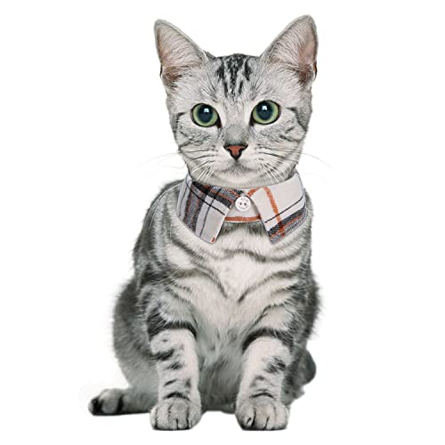 Faleela 2 Pack/Set Cat Collar with Cute Bow Tie and Bell,Breakaway Plaid Shirt Collar for Kitty Adjustable Safety - color: 2023new-Beige