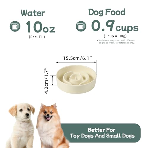 Havniva Ceramic Slow Feeder Dog Bowls, 0.9 Cups Dog Bowl Slow Feeding for Small Breed, 6.1inch Puzzle Dog Food Bowl Slow Feeder Non-Slip Anti-Gulping and Anti-Choking Reduces Bloating - color: 1 x Light Yellow-A, size: 6.1inch-New