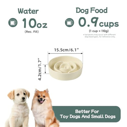 Havniva Ceramic Slow Feeder Dog Bowls, 0.9 Cups Dog Bowl Slow Feeding for Small Breed, 6.1inch Puzzle Dog Food Bowl Slow Feeder Non-Slip Anti-Gulping and Anti-Choking Reduces Bloating - color: 1 x Light Yellow-A, size: 6.1inch-New