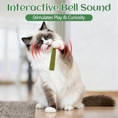 4-Pack Catnip Toys for Cats - Hand-Rolled with Hemp Rope & Bell Safe Teething Fun + Stress Relief Toys for Indoor Cats & Multi-Kitten Homes (Green) - color: Green