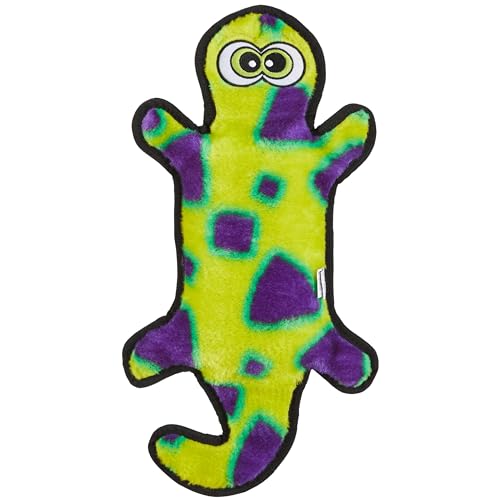 Outward Hound Durablez Gecko – Squeaky Plush Dog Toy, No Stuffing for Less Mess, Interactive & Tough, 4 Jumbo Squeakers, Puppies & Dogs, Large, 17.5" - color: Green Gecko, size: Large (Pack of 1)