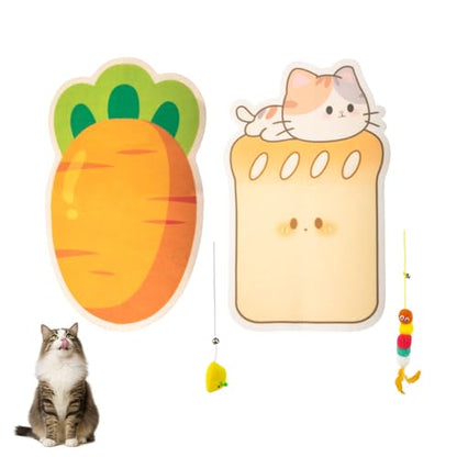 Adorable Toast-Shaped cat Scratcher with wall-Mounted Design. Includes a Caterpillar cat Toy. Made of Felt Material, This Playful Gift is Perfect for Sharpening Claws. (Suit) - color: Suit