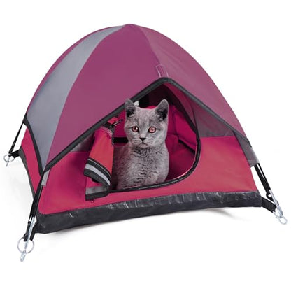 Cat Camping Tent, Cat Tent Bed, Pet Tent for Indoor Cat and Small Dog, Mini Tent (Red, 21 x 21 x 14 Inches) - color: Red