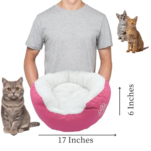 Evelots Calming Donut Cat Bed - Warm Pet Bed for Cats and Small Dogs - Anti-Anxiety Cozy Cuddler - Removable Soft Plush Cushion - Machine Washable - Non-Slip Bottom - Pink - color: Pink