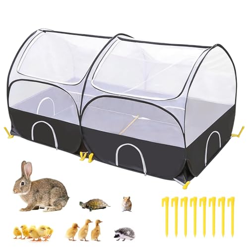 SlowTon Small Animals Playpen - Portable Chicken Coop Run Large Chick Brooder 59"x31"x30" with Detachable Bottom, Pop Up Pet Enclosure Cat Tent for Guinea Pig Bunny Puppy Indoor Outdoor (Arched Top) - color: Black, size: 59"x31"x30"