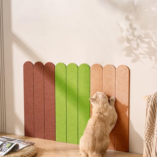 Cat Scratcher, Cat Scratching Posts, Cat Scratchers for Indoor Cats, 3-Pack Cuttable Cat Furniture Protectors - Long-Lasting and Durable for All Cats（Red Coffee/Grass Green/Longan Yellow） - color: Red Coffee+Grass Green+Longan Yellow