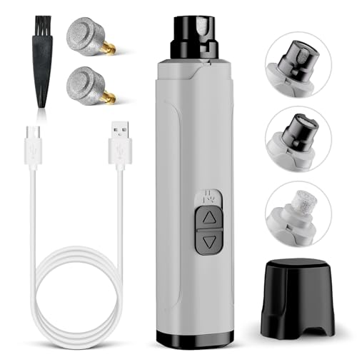 YGGDRA Dog Nail Grinder Upgraded - Professional 2-Speed Super Quiet and Low Vibration Electric Pet Nail Grinder with LED Lights - Painless Paws Grooming & Smoothing for Small to Large Dogs