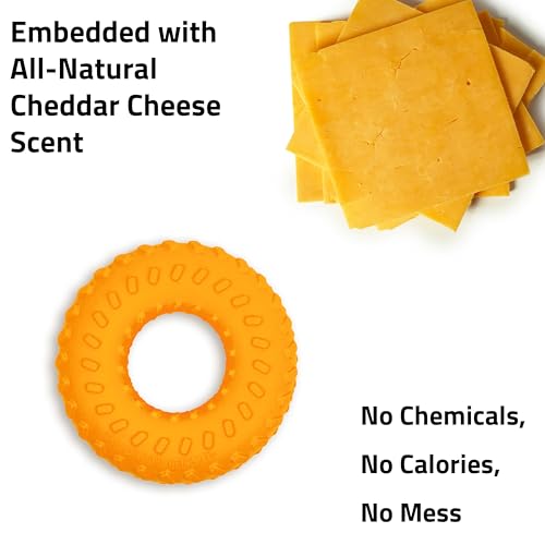 Playology Dog Toys | Dual Layer Ring Durable Dog Toy for Tough Chewers | Cheddar Cheese Scented Jumbo Chew Toy for Large Dogs - size: Jumbo, style: Cheddar Cheese