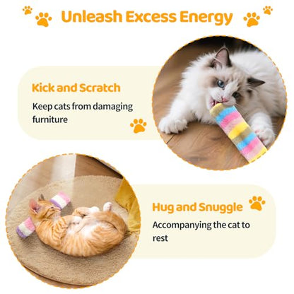 Kerros Cat Toys Pillows 3 Pack, Soft Cat Kitten Toy with Catnip Inside Interactive Toys for Indoor Cats Kittens Self Play, Kick, Swatting, Biting, Hunting, Exercise