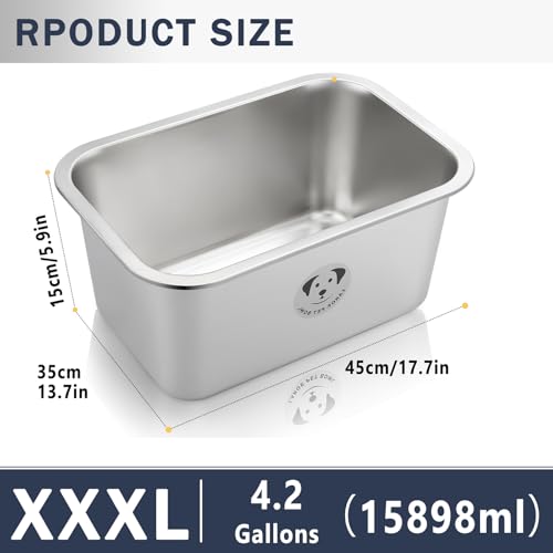 Stainless Steel Dog Bowls for Large Dogs, High Capacity Metal Dog Food Bowls, Food and Water Bowl for Larges, X-Large, and Big Dogs 4.2 Gallons - color: Stainless Steel-4.2 gallons