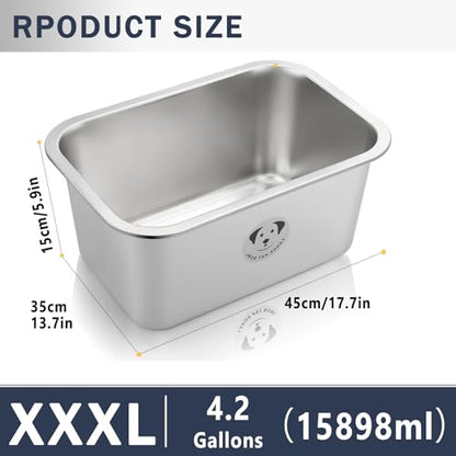 Stainless Steel Dog Bowls for Large Dogs, High Capacity Metal Dog Food Bowls, Food and Water Bowl for Larges, X-Large, and Big Dogs 4.2 Gallons - color: Stainless Steel-4.2 gallons